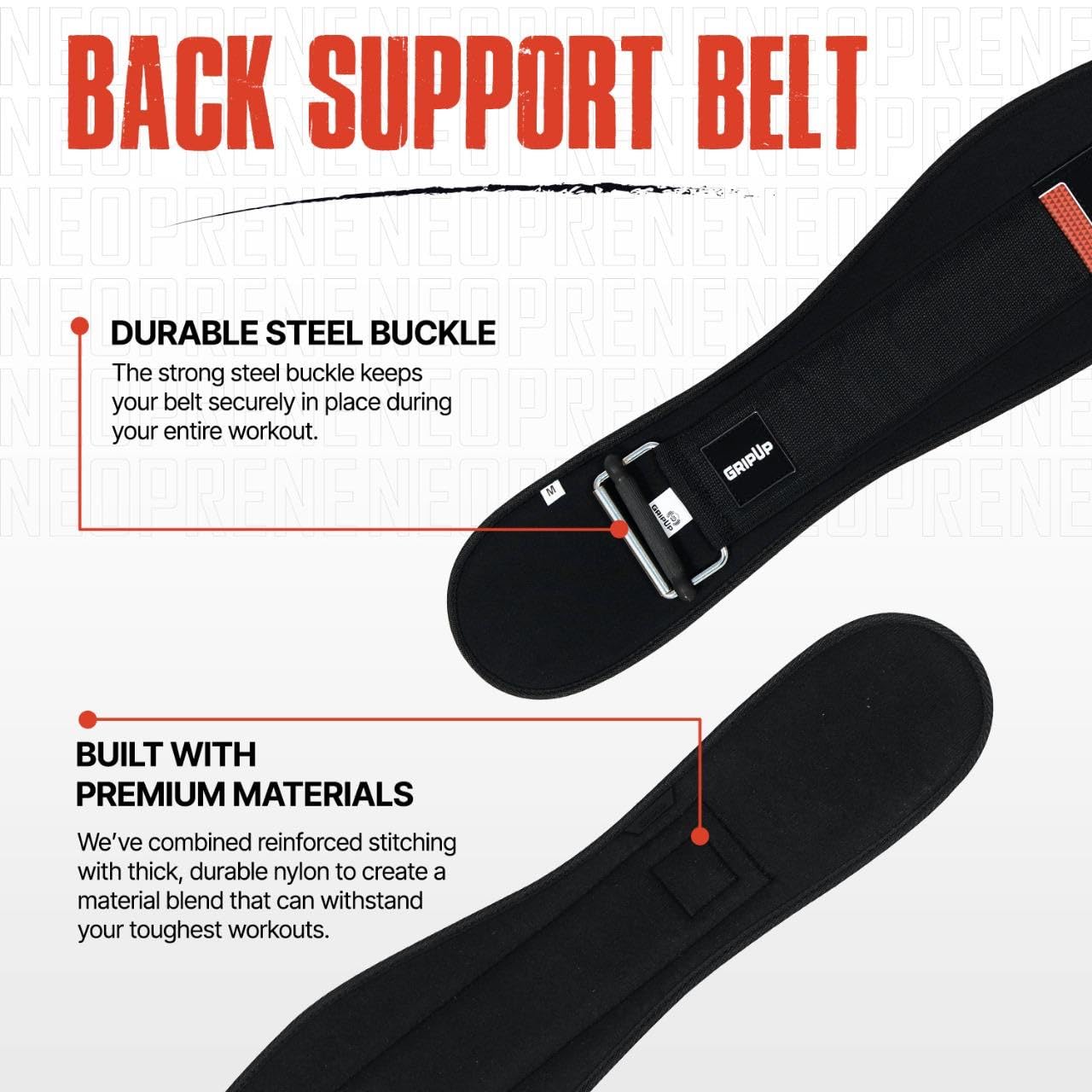 Ceinture d'haltérophilie à verrouillage automatique 6,5 pouces Support dorsal rembourré Idéal pour en salle de sport Fitness Bodybuilding Powerlifting Haltérophilie Deadlifts GP-003