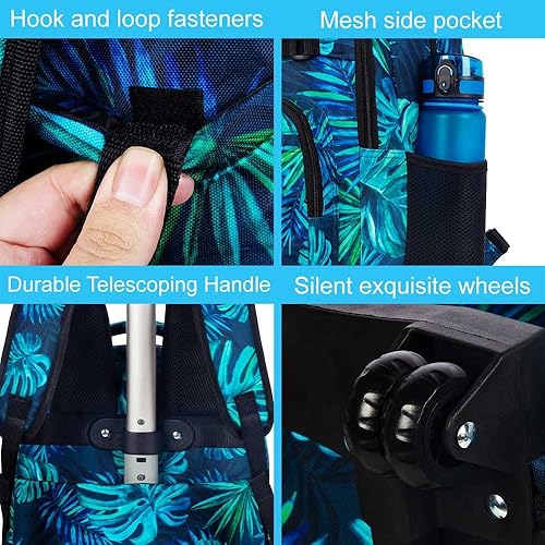 Miniatura 5 de Mochila con ruedas para mujeres y hombres, bolsa de 21 pulgadas para adultos con ruedas enrollables, juego de bolsa con ruedas para niñas y niños,