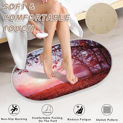 Miniatura 4 de Golden Autumn Red Maple Bathroom Rug Mat Memory Foam Soft Plush Area Rug Non-Slip Absorbent Oval Rug for Bedroom Bathroom Bathtub Shower (Oval,