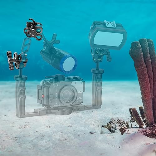 Miniatura 77 de Seafrogs - Brazo de cámara de buceo subacuático de 1 pulgada, abrazadera de bola submarina estándar negra para sistema de luz de fotografía