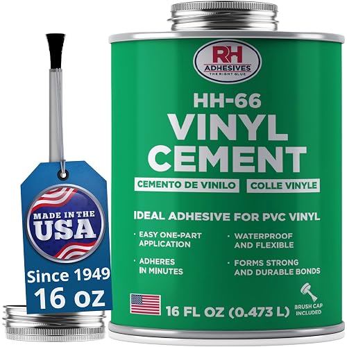 HH-66 Vinyl Cement 16 oz - Waterproof PVC & Vinyl Glue for Pools, Tarps | Flexible waterproof bond, dries clear, for vinyl, PVC and canvas, pool liners, inflatables, tarps, boat seats