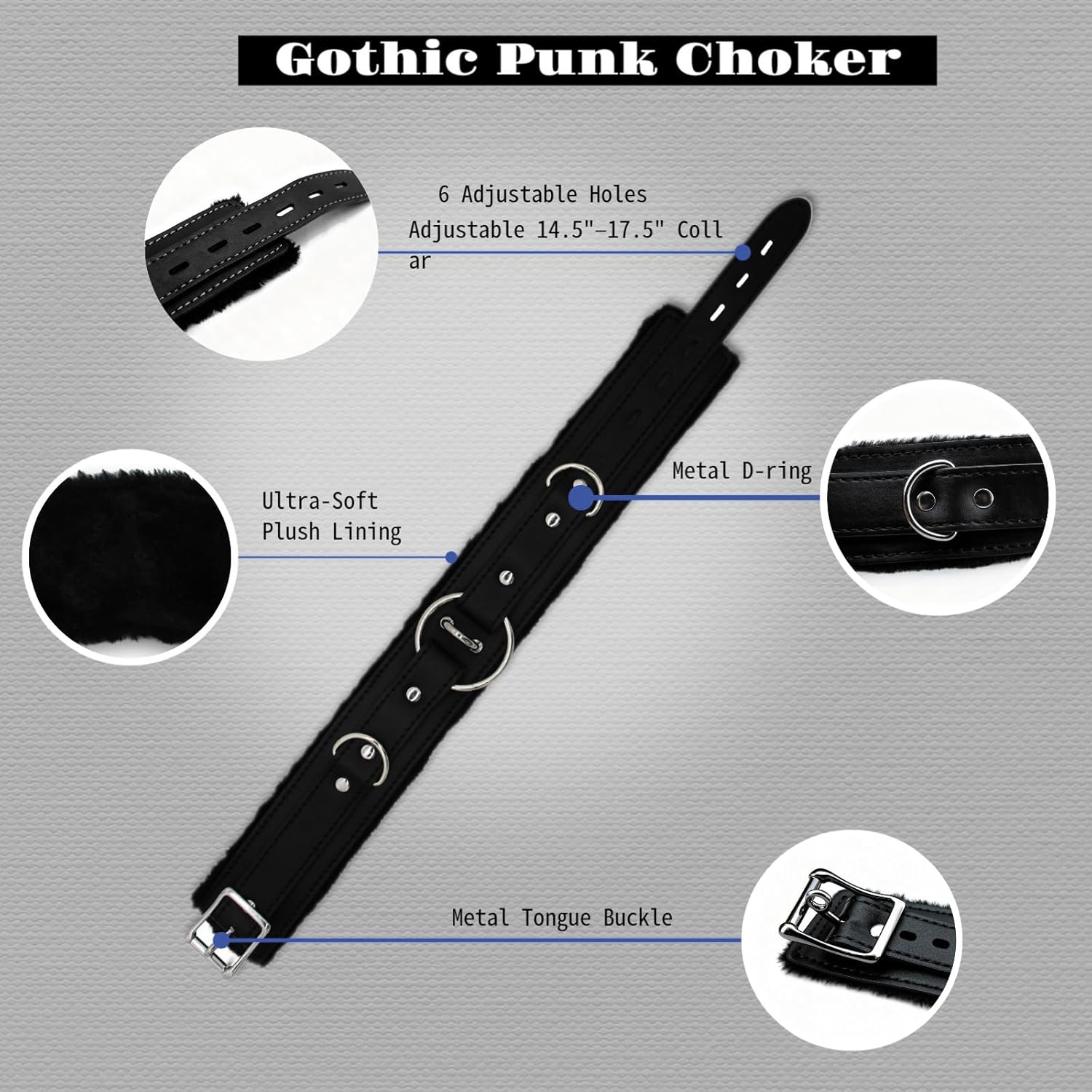 NouAn Leather Choker Necklace for Women - Gothic Collar Choker with Heart Love Lock And Soft Inner Lining - Adjustable Fit for Daily Wear and Themed Occasions Black - Image 3