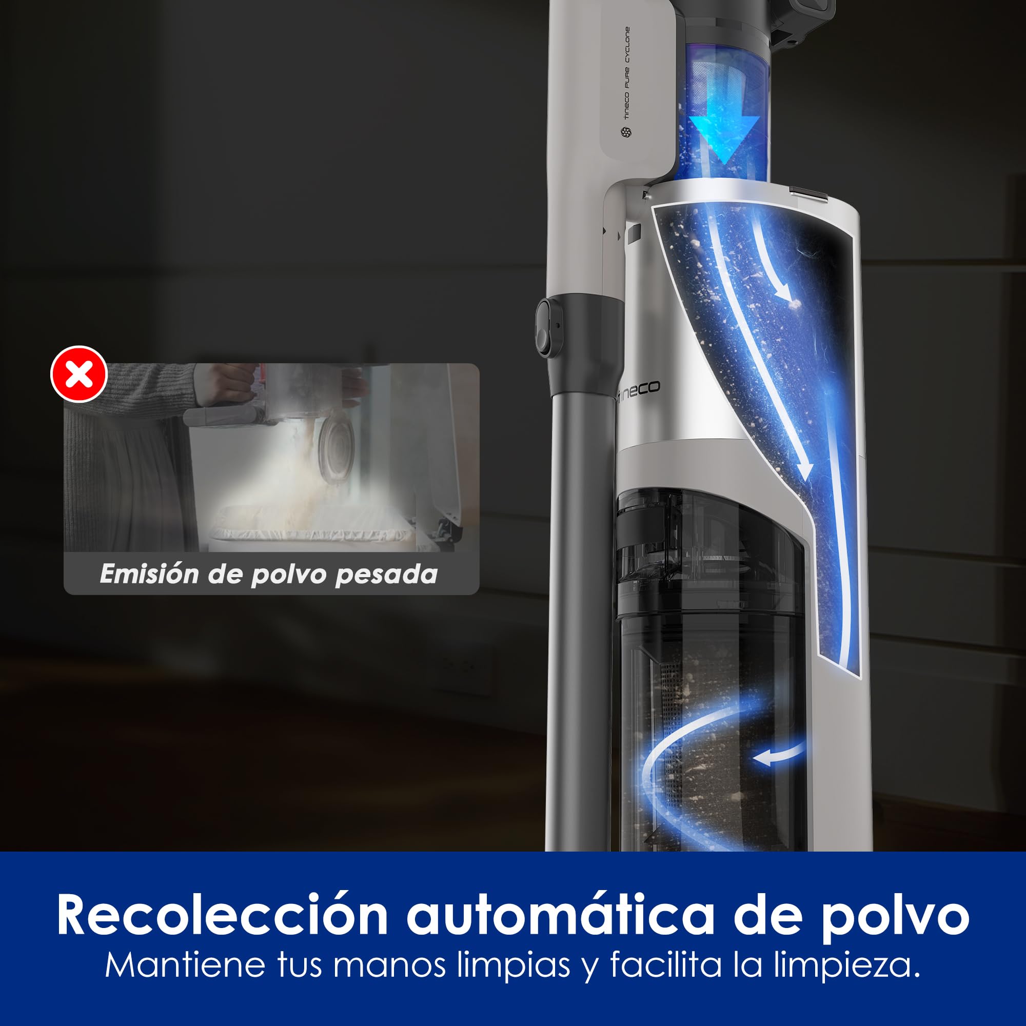 Tineco Pure One Station 5 Pro - Recolección automática de Polvo - Auto-Limpieza Completa - Aspirador inalámbrico 200AW*. Cepillo ZeroTangle. hasta 100 Minutos de autonomía