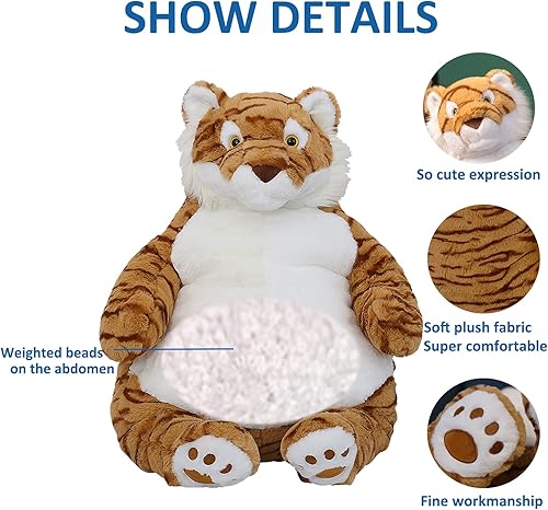Miniatura 2 de Animales de peluche con peso de tigre, 21.5 pulgadas, 5.2 libras, peluche de tigre con peso grande, almohada de juguete de animales de peluche,