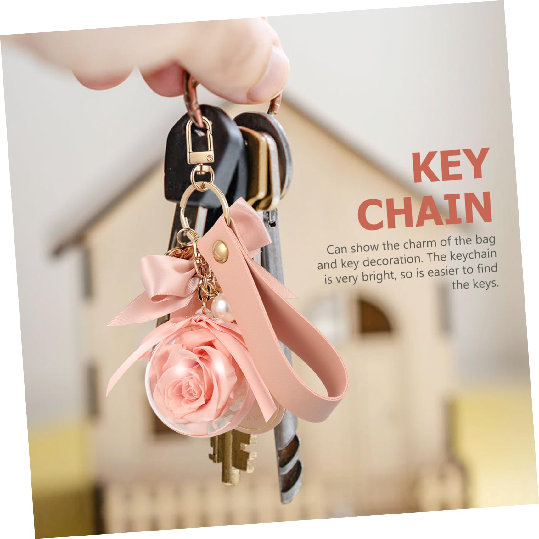 VALICLUD Llavero Flor Preservada Cadenas Colgante De Corazón Llaveros Felpa Equipo Kit Para Hacer Pulseras Con Cuentas De Arcilla Colgante De Coche De Flores Rosa Paño