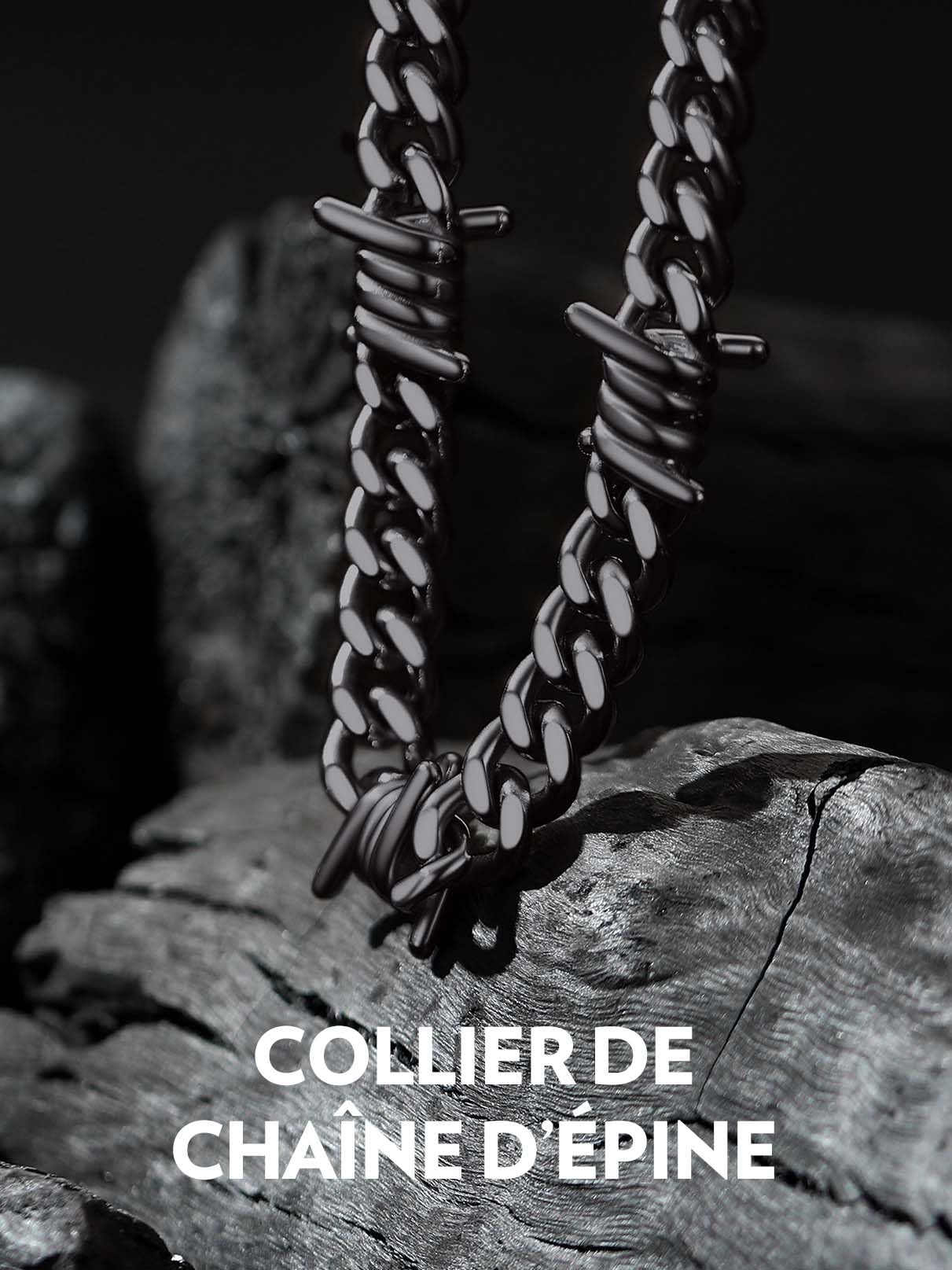 Bandmax Chaîne Homme Acier Inoxydable Épines de 40/45/50/55cm de Longueur, Chaîne Cubaine Gothique de 5/7/9/12 mm de Largeur, Collier Hip Hop pour Anniversaire