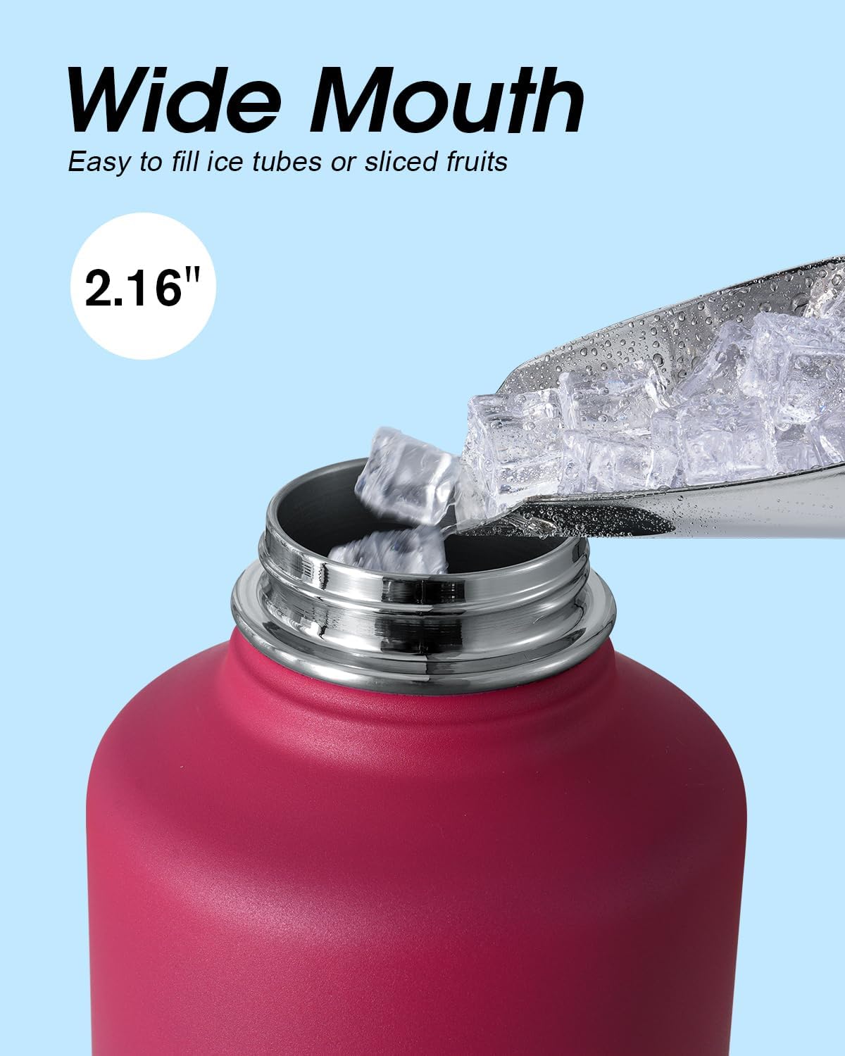 Coolflask Half Gallon Water Bottle Insulated with Straw & 3 Leakproof Lids image 4