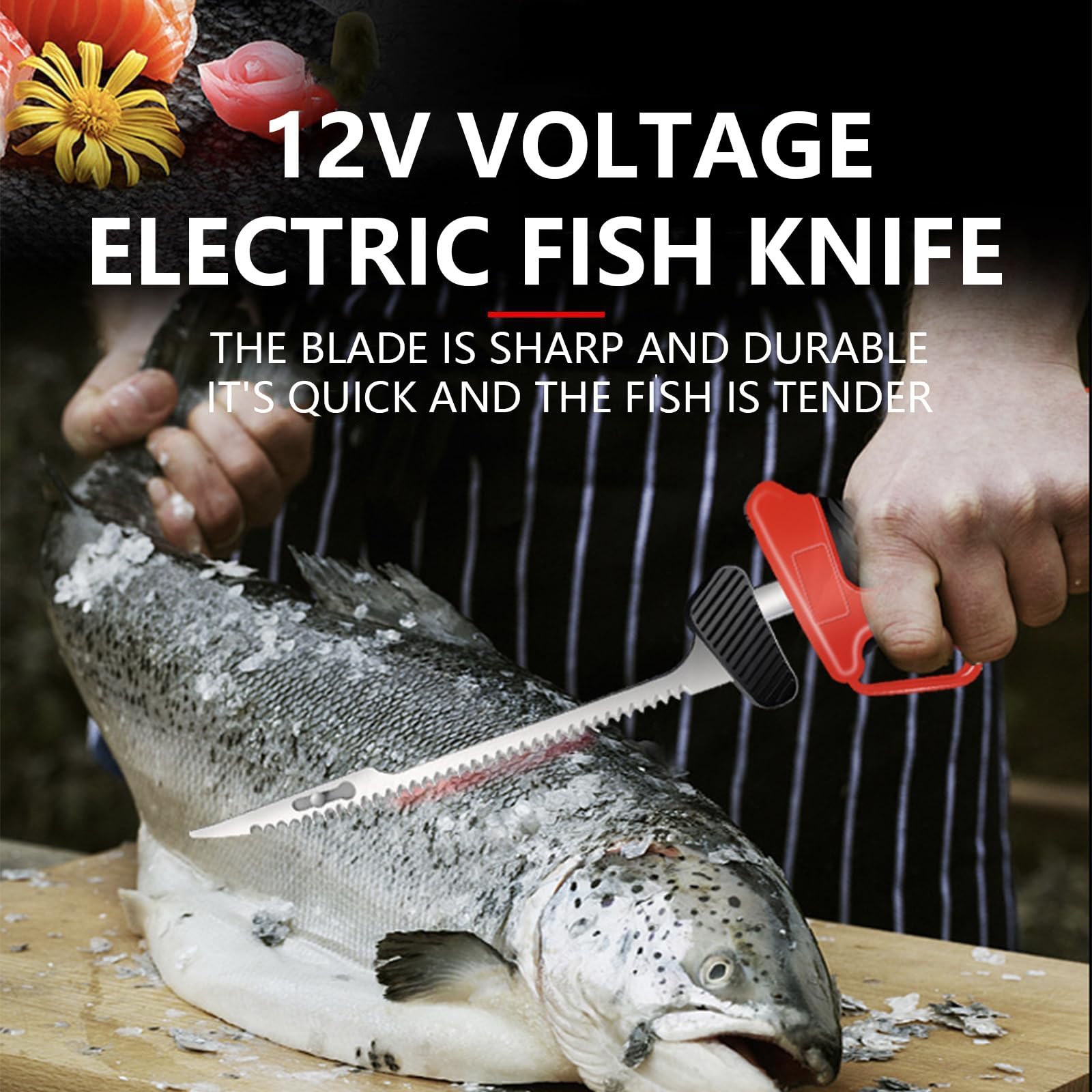 Cuchillo de filete eléctrico, Cuchillo alimentado por batería, Cuchillas alternativas de 12 V Cuchillo de pan serrado con mango antideslizante con 4 cuchillas y 2 baterías para el hogar,picnic