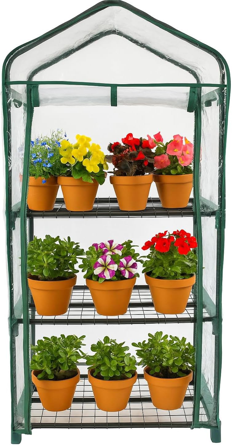 PRADICHI 3 Tier Greenhouse for Indoor & Outdoor Use | Sturdy Steel Frame | Clear PVC Cover | Perfect for Growing Vegetables, Flowers, Herbs & Seedlings