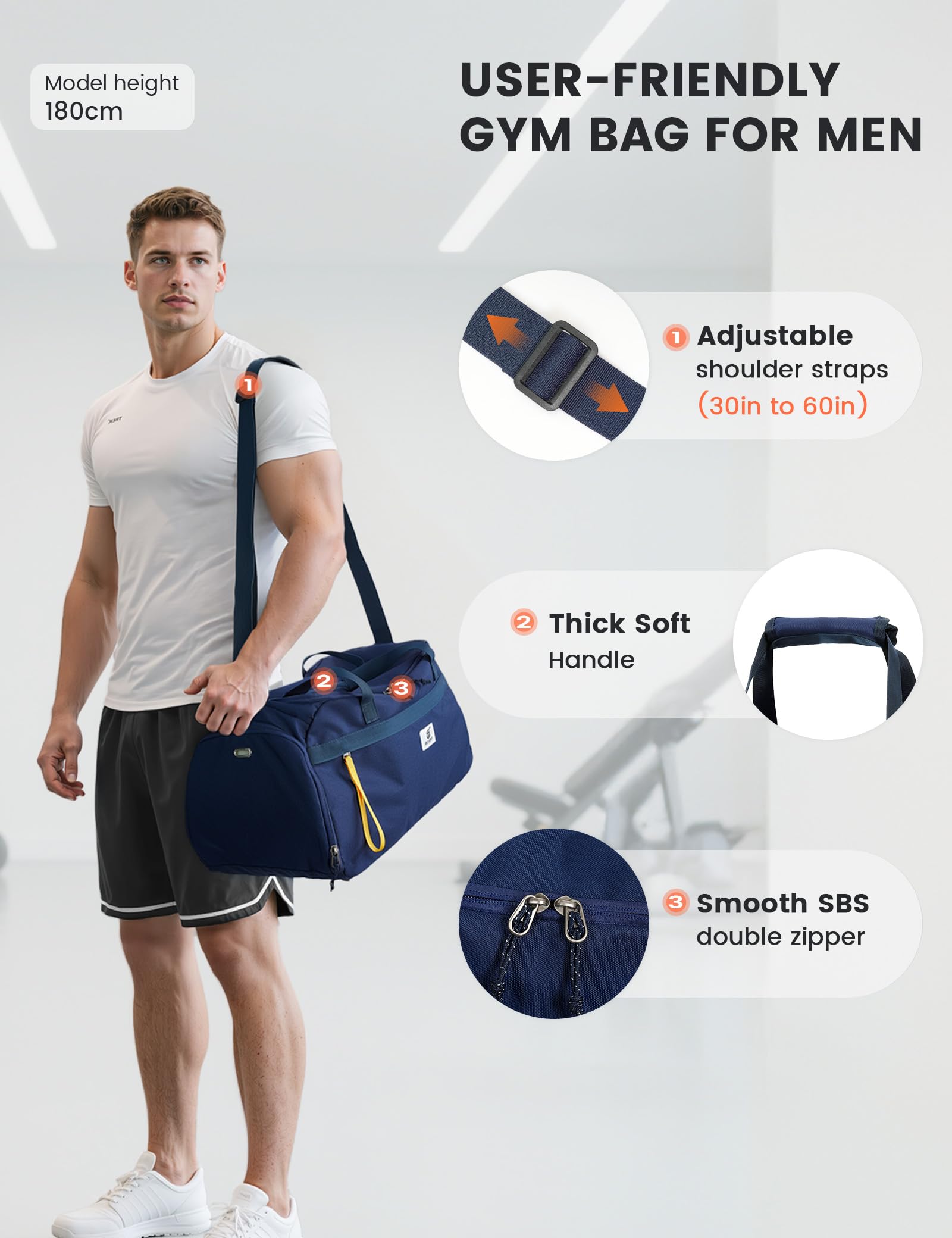 SKYSPER 35L Sac de Sport avec Compartiment à Chaussures et Compartiment Humide
