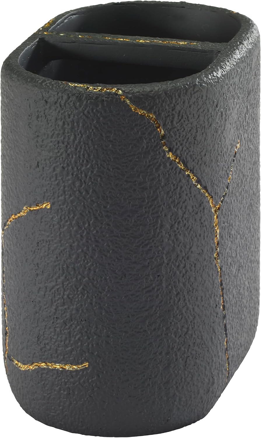 Nicole Miller - Toothbrush Holder, Resin Countertop Accessories, Dorm Room Essentials (Sydney Collection, Black/Gold)