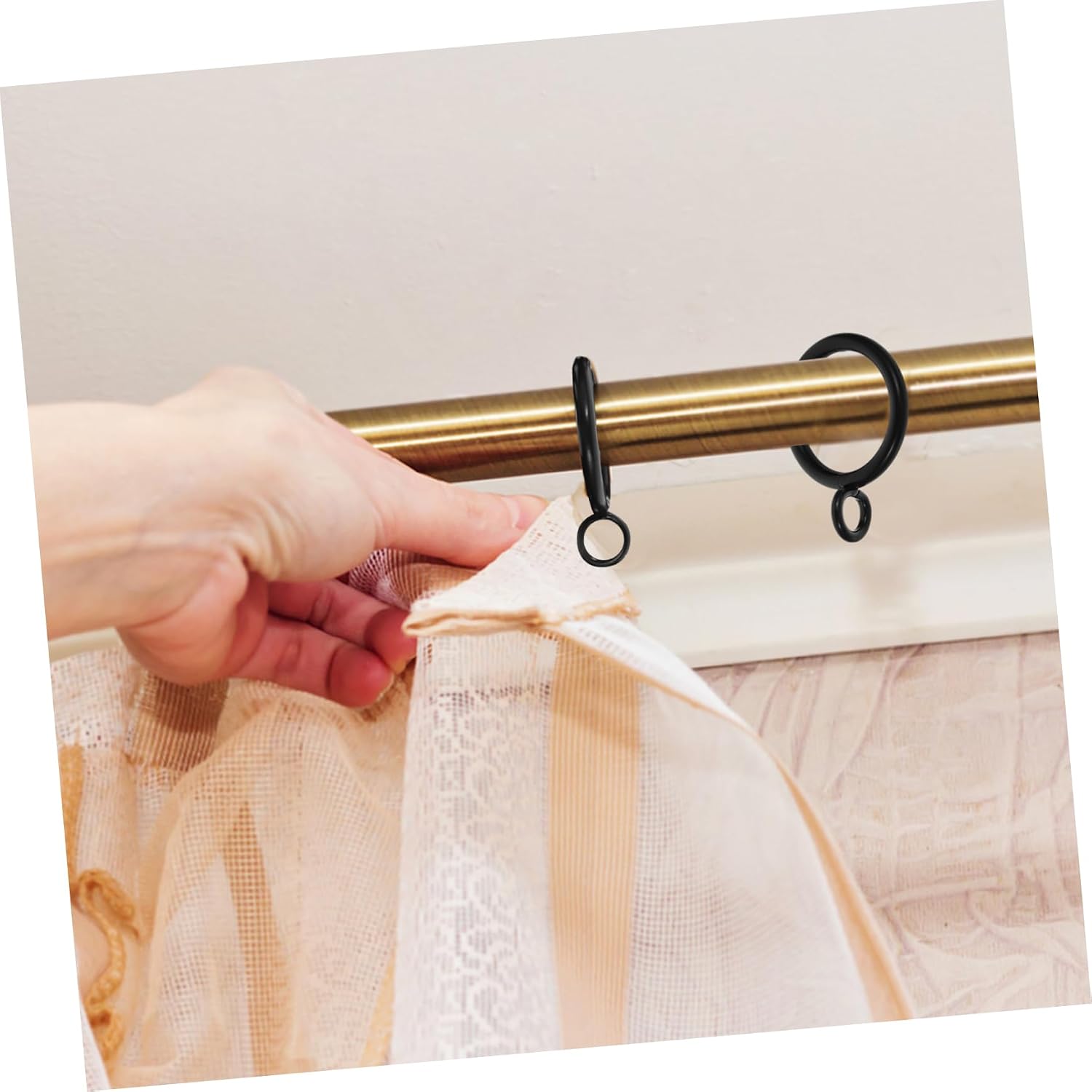 Black Iron Curtain Rings 40pcs with Eyelet for Curtain Rods