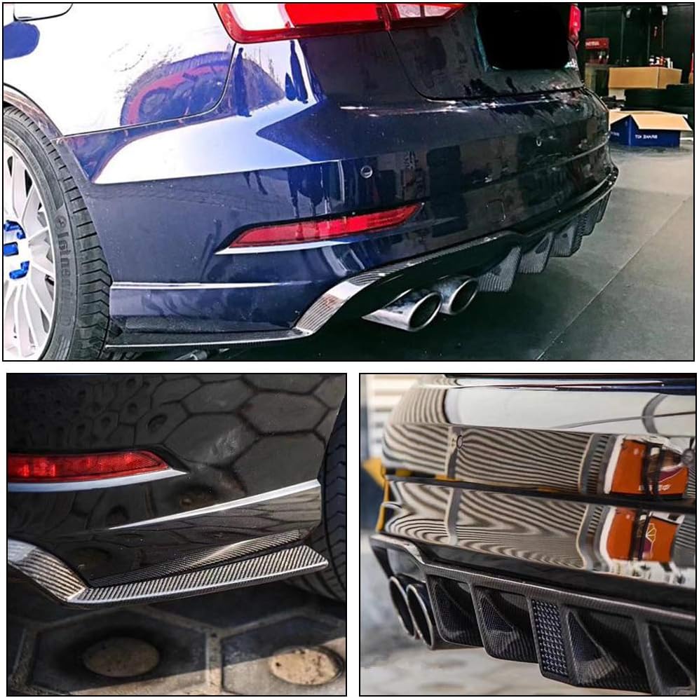 Rear Bumper lip Diffuser fits for Audi A3 Sline S3 Sedan 2017 2018 2019 Carbon Fiber CF Lower Bumper Lip Spoiler Body Kit