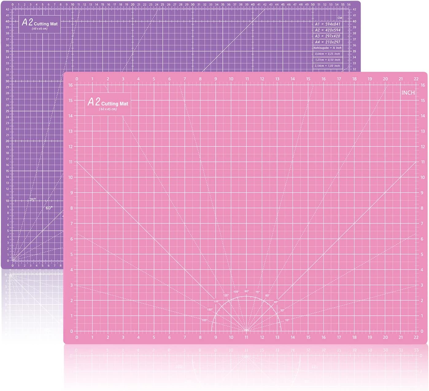 Headley Tools Durable Double-Sided Self Healing Cutting Mat - Property Help Mat Re-Heal Itself;Made of Durable 5-Ply Material .Rotary Mat Size: 18 x 24 inches (A2).Pink/Dark Purple