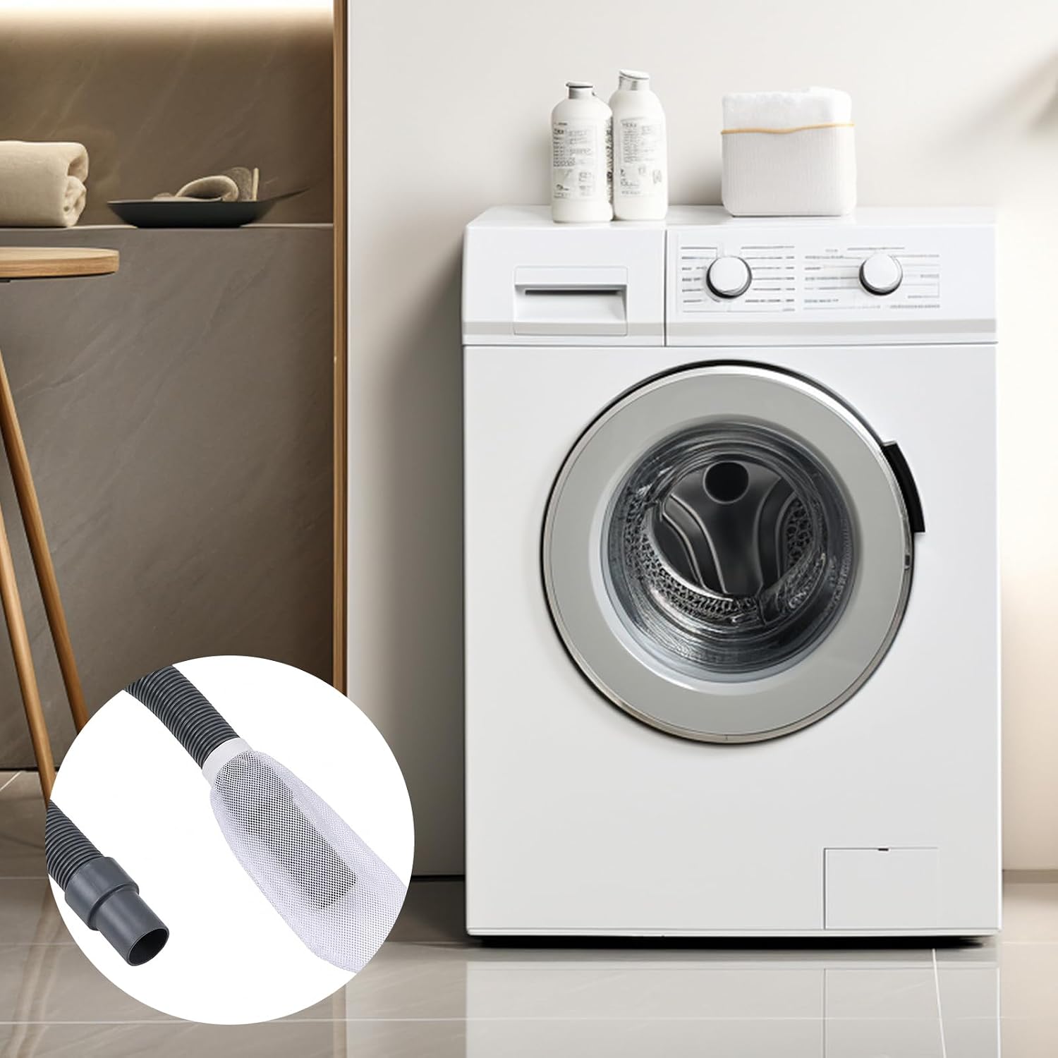 4Pcs Washing Machine Lint Catcher,Shimmeroo Washer Lint Traps for Hose with Cable Tie,Reusable Laundry Lints Catchers Fits All Washing Machines,9.45 x 3.54 Inch
