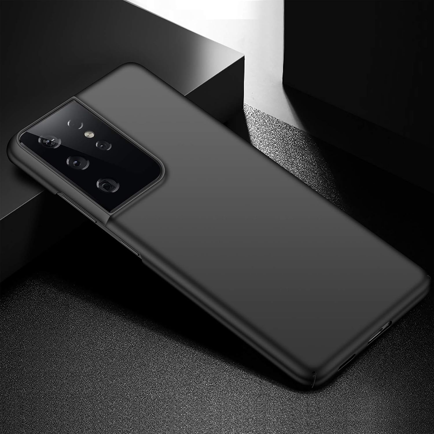 ORNARTO Case for Samsung S21 Ultra,Thin Premium Hard Plastic Matte Finish Anti-Scratch Cover Cases for Samsung Galaxy S21 Ultra (2021) 6.8'Black