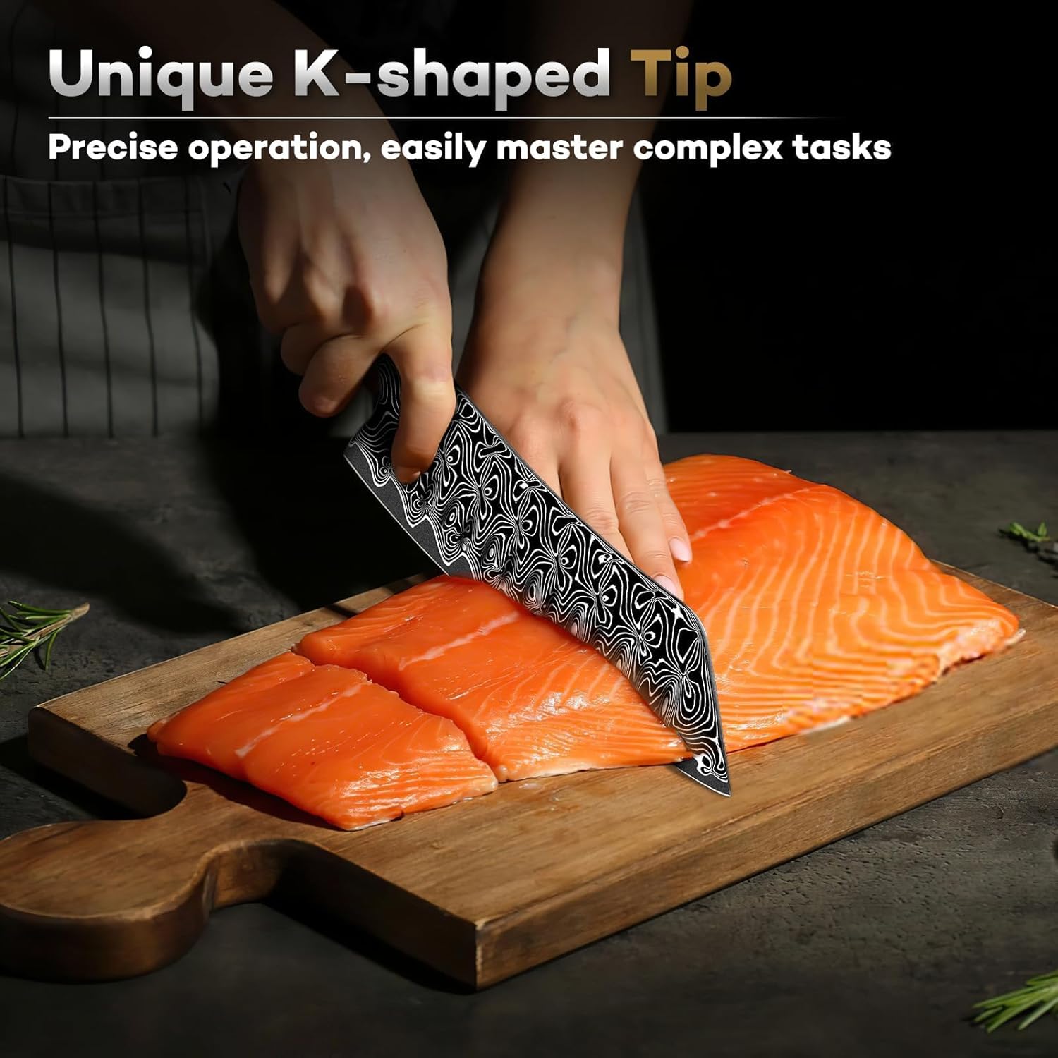 Huusk Damascus Japanese Chef Knife - Ultra Sharp Damascus VG-10 Kitchen Knife, Professional Santoku Knives with Ergonomic Resin Handle, Ideal Birthday Dad Mom Gift