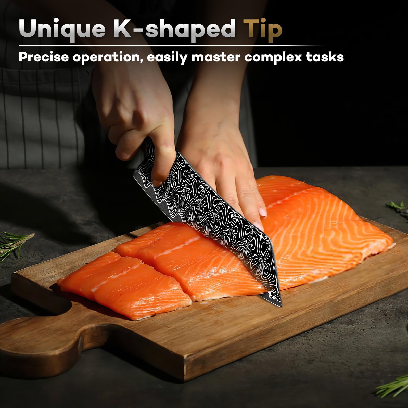 Huusk Damascus Chef Knife 7", Ultra Sharp Santoku Knives — Amazon image 4
