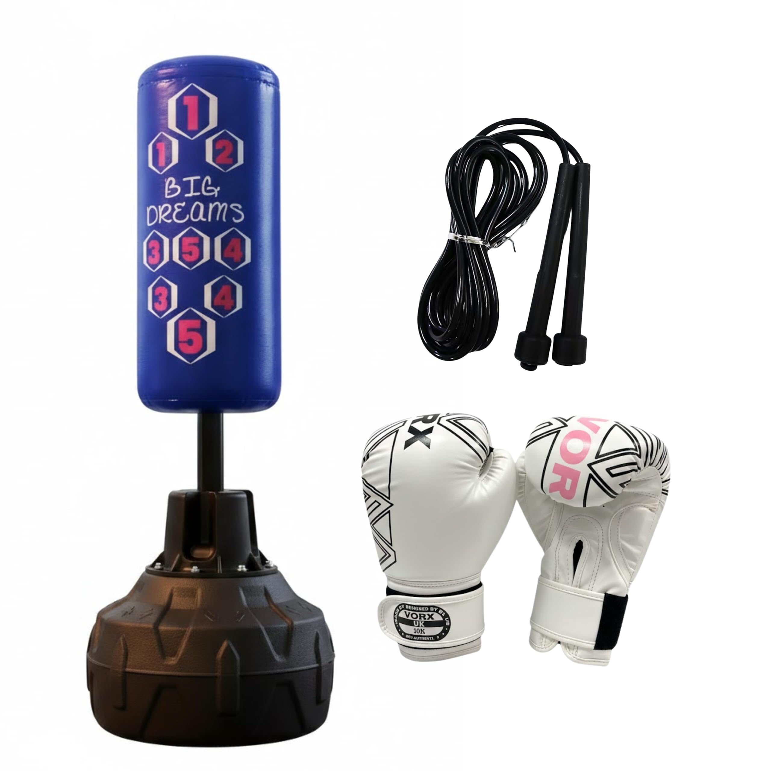 Kids Free Standing Boxing Punch Bag with Gloves – Adjustable Punching Bag Training Set for Boys & Girls, Durable Home Boxing Equipment for Fitness & Active Play