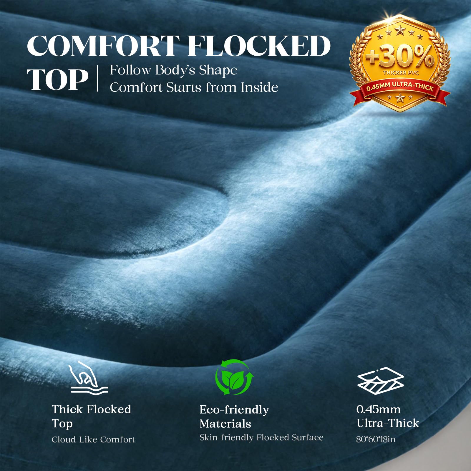 Queen Air Mattress with Built-in Pump, 18'' Raised Blow Up Bed D16638
