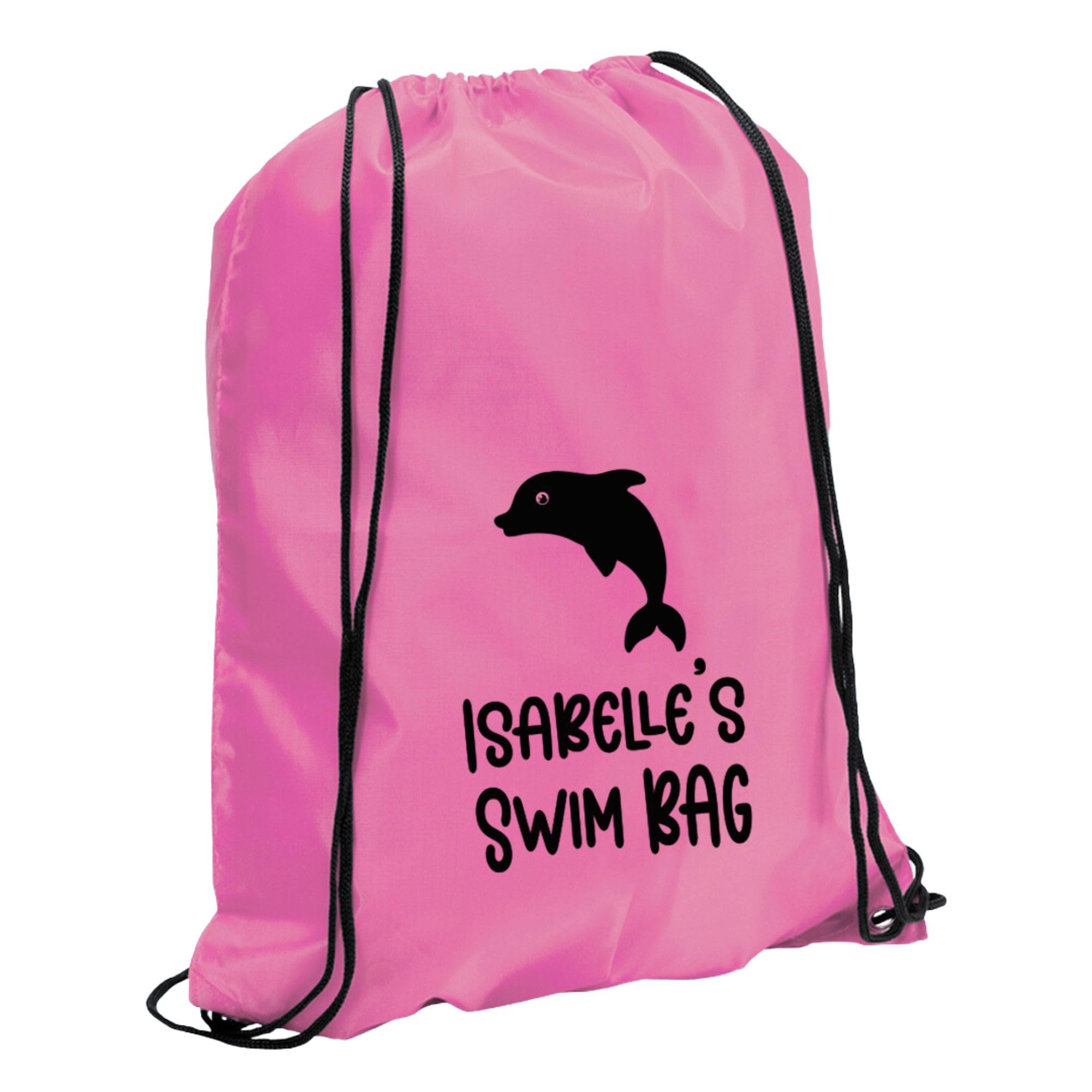 Ebuygb Unisex Kids Light Pink Personalised Swim Bag, Kids Aquatic Drawstring, Swimming For Girls Boys, Dolphin Turtle Shark Starfish Whale (Light Pink)