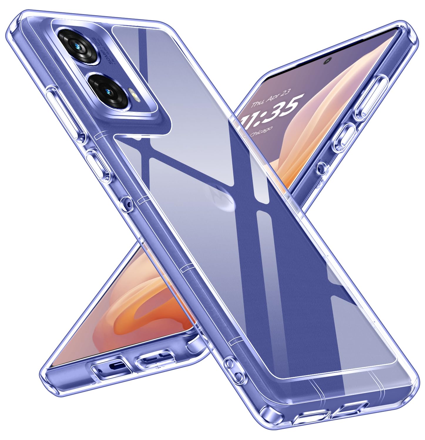 iVoler Anti Ingiallimento Chiaro Cover per Motorola Moto Edge 60 Neo 5G / Edge 50 Neo 5G con 2 Pezzi Pellicola Vetro Temperato, [Antiurto di Grado Militare] Custodia Trasparente Sottile Case