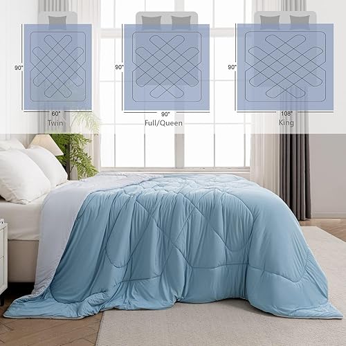 Miniatura 17 de meadow park Edredón refrescante Full/Queen de 90 x 90 pulgadas, manta refrescante de doble cara para personas que duermen con calor, tela de Gris