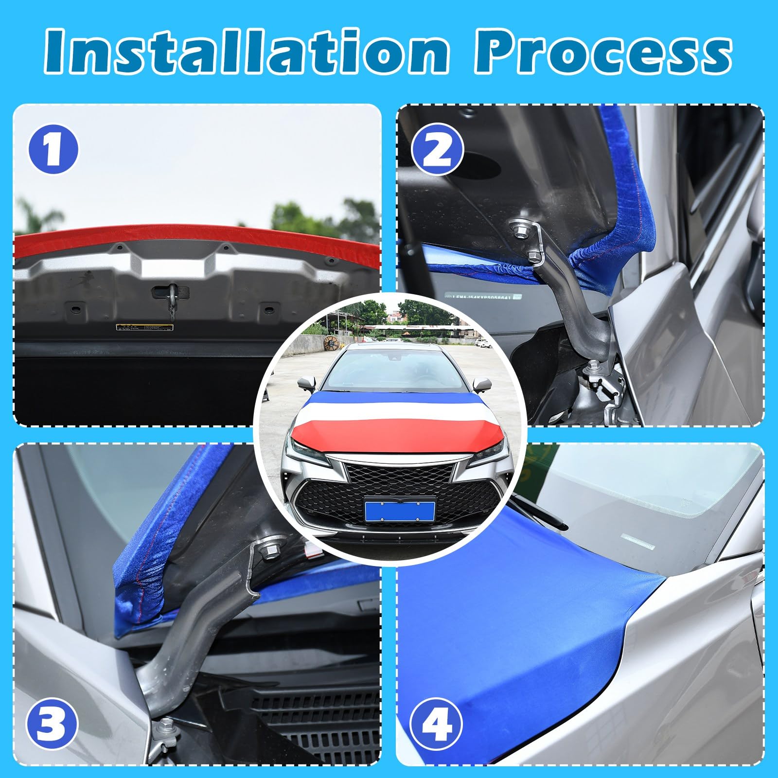 Blueshyhall Bâche de protection pour capot de voiture 120 x 150 cm élastique polyester résistant à l'usure lavable