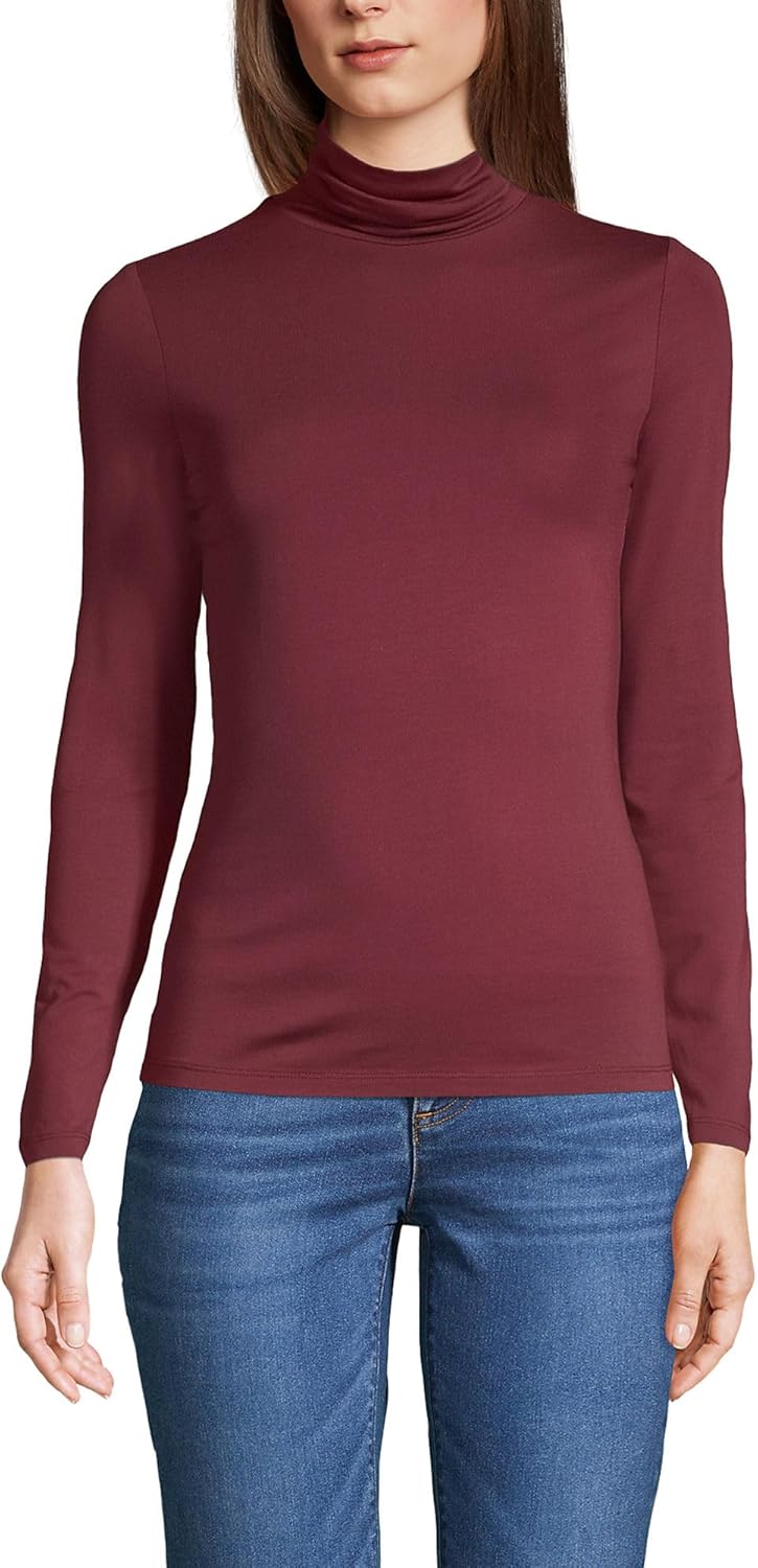 Lands’ End Women’s Lightweight Jersey Skimming Long Sleeve Turtleneck