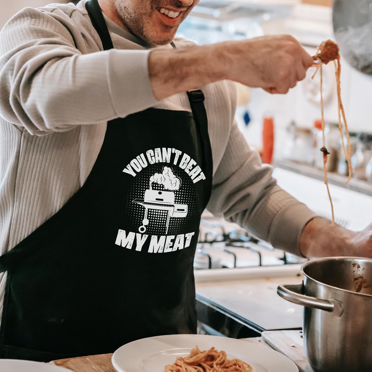 Funny Aprons for Men Chef Cooking BBQ Grilling, Gag Gifts for Men Dad Father, Husband Gifts from Wife for Birthday - Image 3