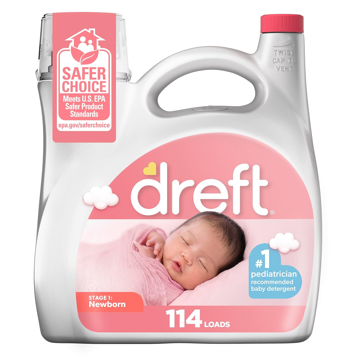 Dreft Stage 1 Newborn Baby Liquid Laundry Detergent Gentle on Sensitive Skin HE Compatible 114 loads