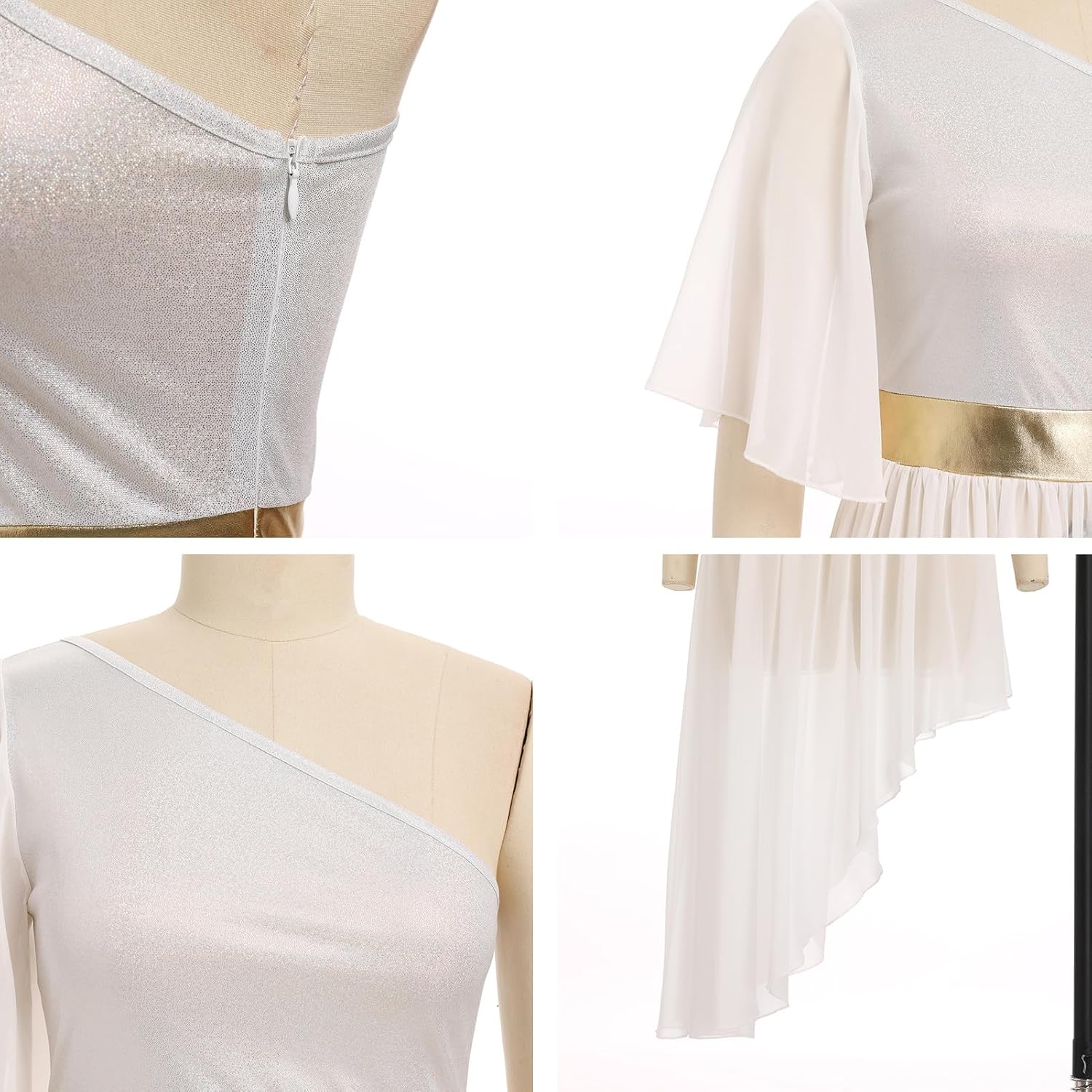 ODASDO Women Praise Dance Tunic Tank Top Liturgical Overlays Worship Lyrical Costume Dancewear Asymmetrical Hem Chiffon Dress