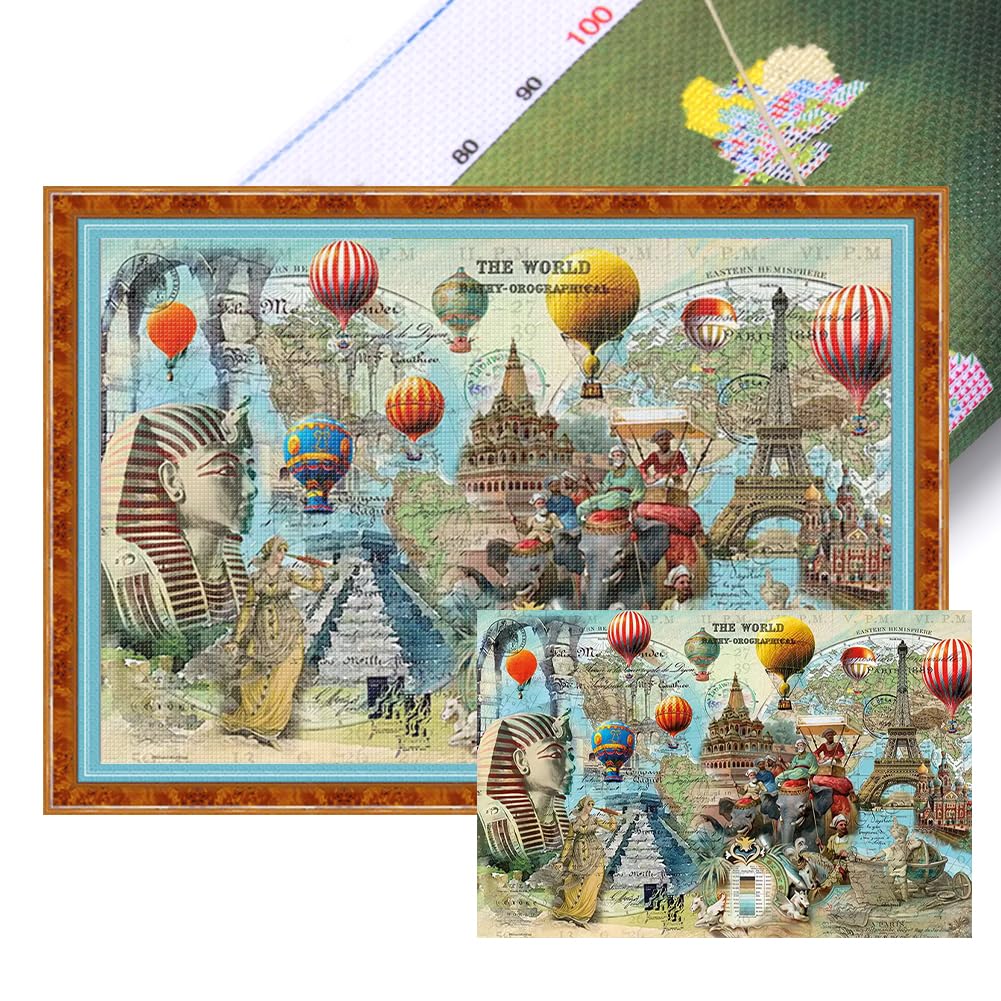 Kit a punto croce stampato da viaggio kit92x65cm fai -da -te 14ct da ricamo in cotone egiziano