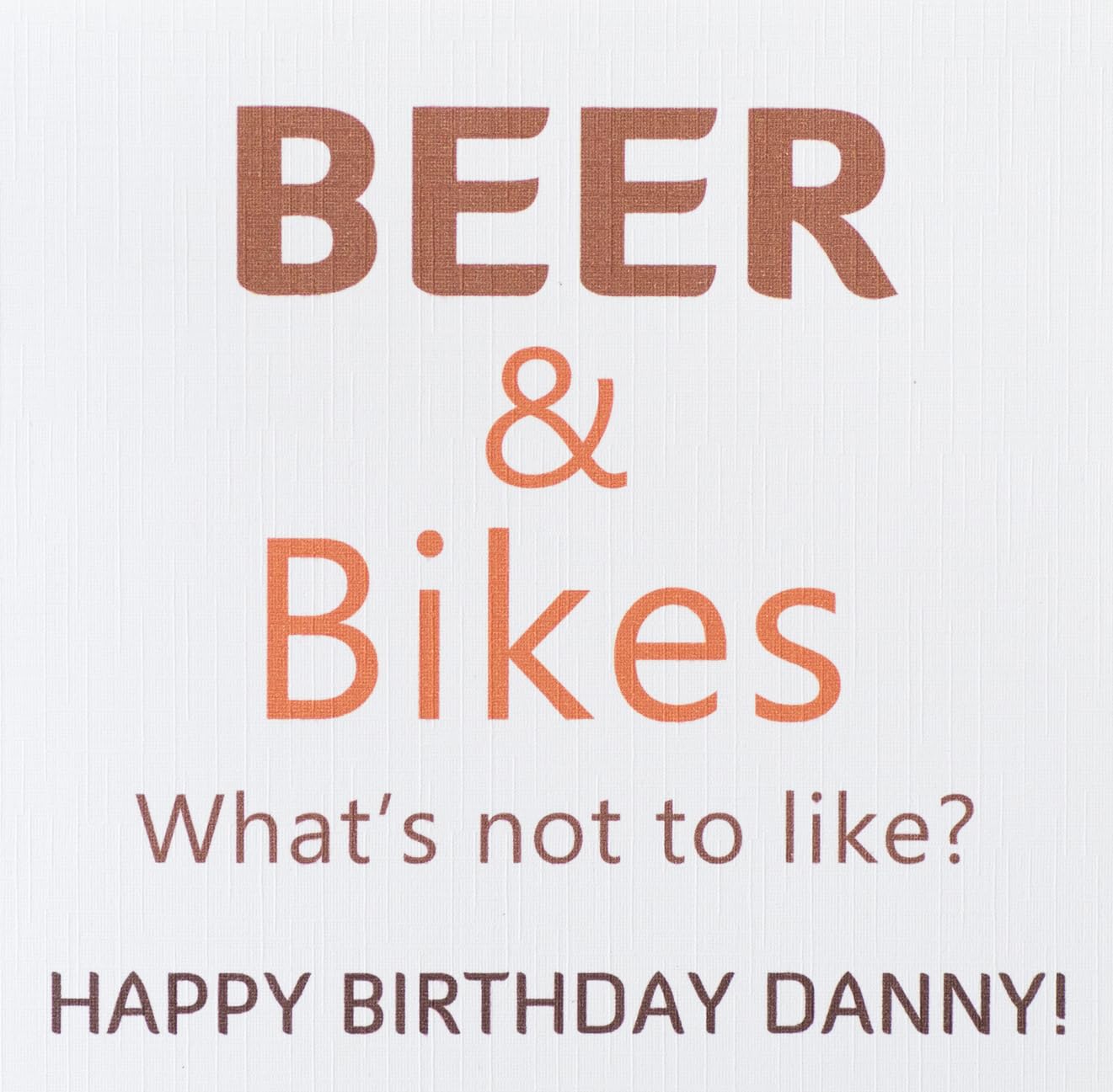Personalised Male Birthday Card Beer & Bikes - Handmade Birthday Card for Cyclists and Mountain Bikers - Brown and Orange - Size 15 x 15cm