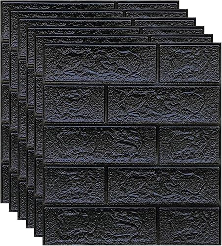 Melairya Paneles de pared 3D para decoración de pared interior papel tapiz de ladrillo de espuma autoadhesivo paquete de 20 color  negro tamaño 35 x