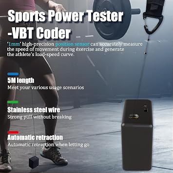 Smart Speed Tracker,Strength Training Device,Real Time App Feedback,with Retractable Rope,for Weight Lifting,Squats
