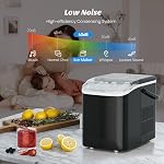 Sweetcrispy Machine à glaçons avec poignée, 26lbs/24H Machine à glace portable, 9 Cubes de glace Bullet Prêt en 6 Mins, Auto-nettoyage, Machine à glace compacte tranquille pour la maison, cuisine, RV, Camping, Noir