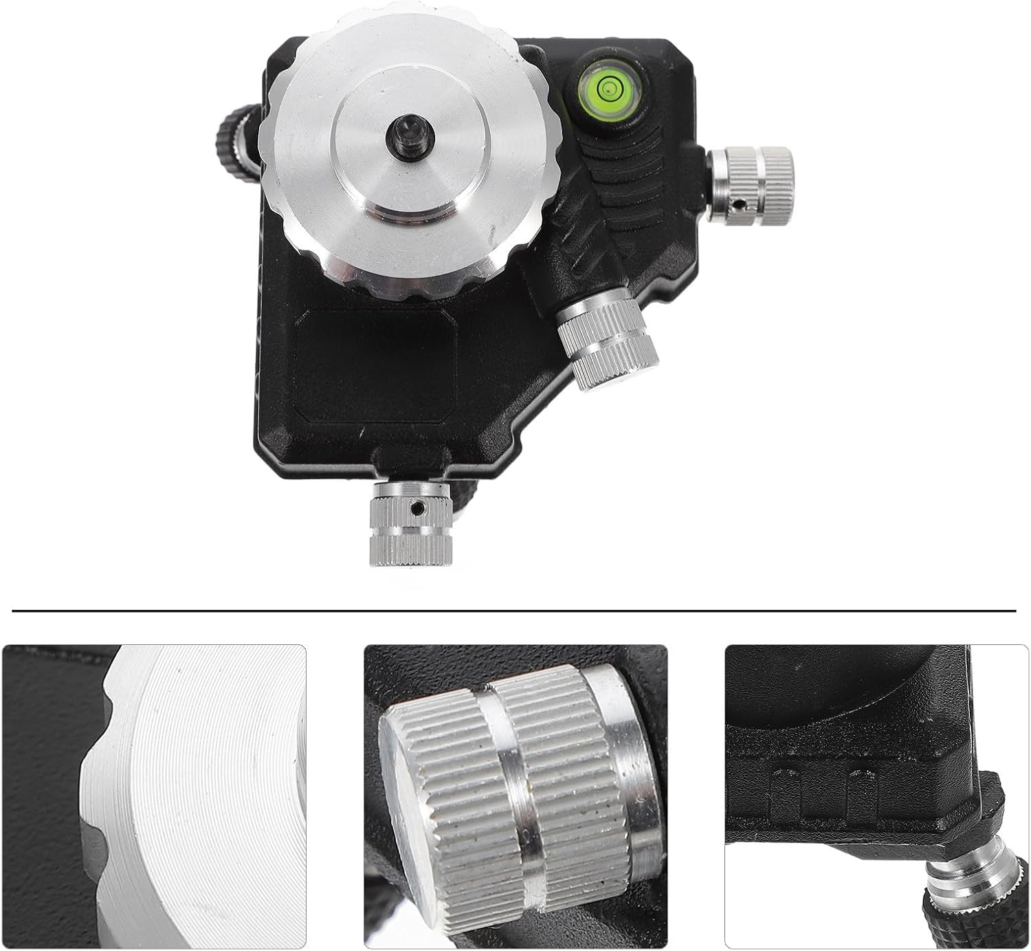 PRETYZOOM Micro-adjust Level Rotating Base for Level Gauge with 360-degree Pivoting, Aluminum Alloy and Plastic Construction, Stable Design to Work Efficiency, 3-way Flexible Knob