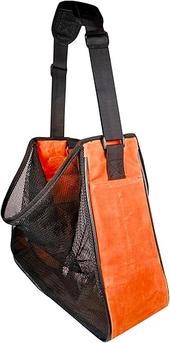 Earth Biome Bolsa de lona encerada de tamaño mediano y malla para forrajería, recolección de frutas, mercado de agricultores (rojo y naranja)