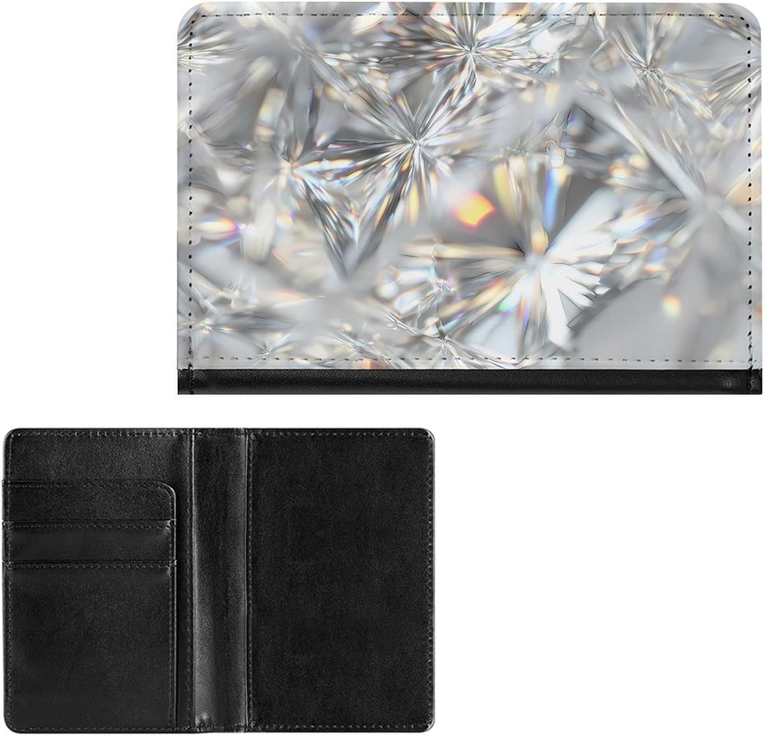 White Diamond Passport Holder Cover Wallet ID Card Protector Case Sleeve for Travel
