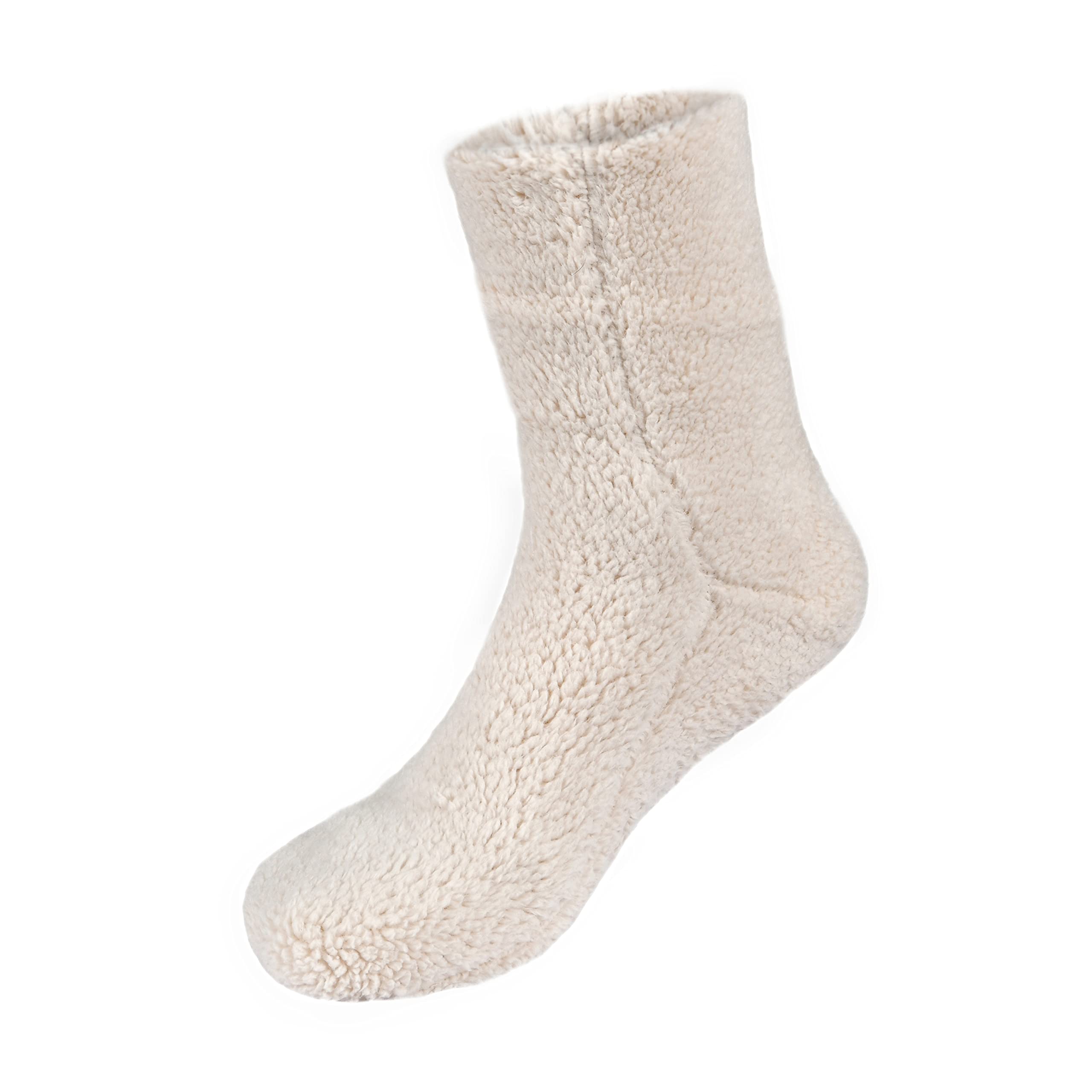 Sleepdown Women's Natural Teddy Fleece Socks, M-L
