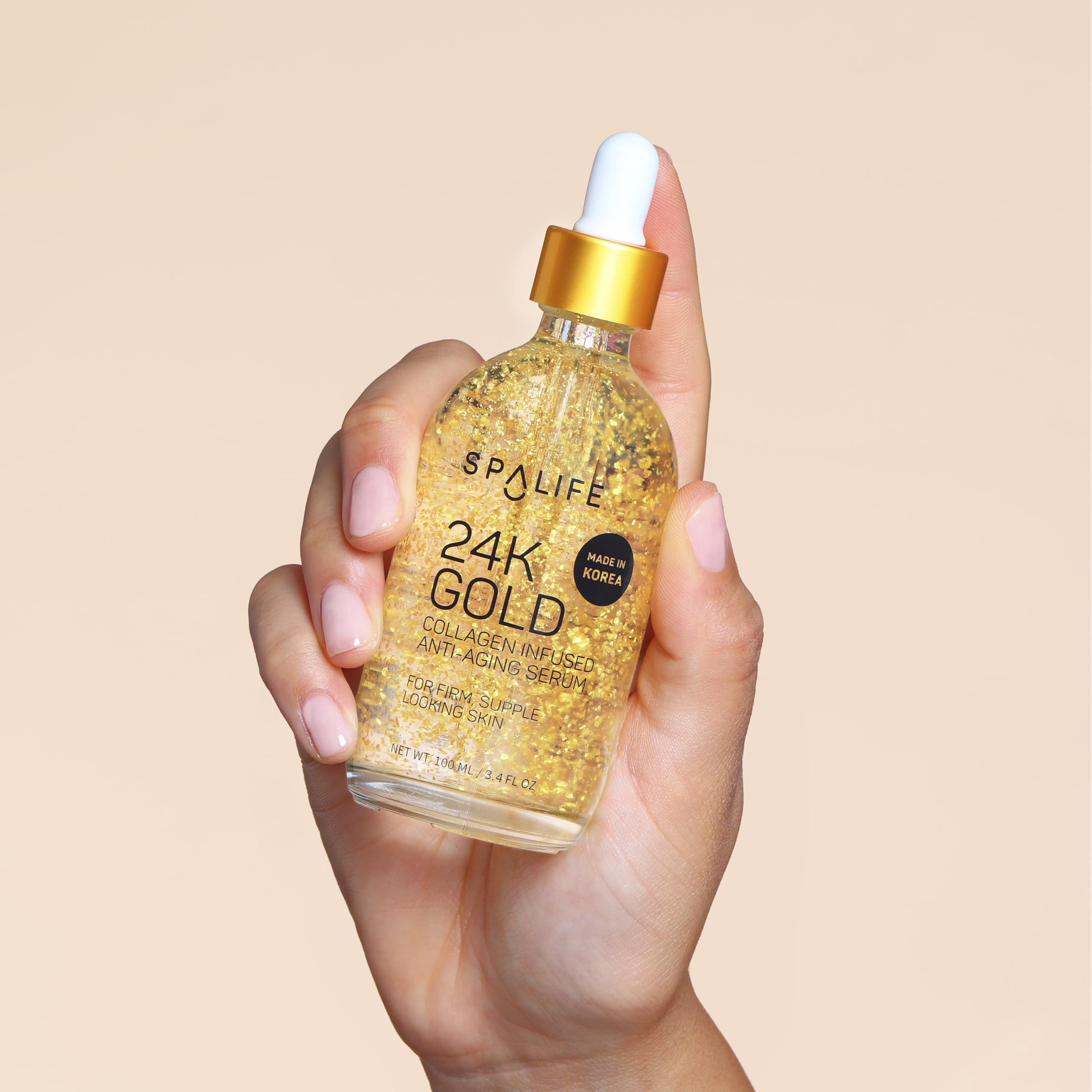 SpaLife Nourishing Anti-Aging Gold & Silver Serums (Anti-Aging 24k Gold & Collagen) 110 ml (3.7 Fl. Oz.) - Boosts Firmness, Hydration, and Radiance