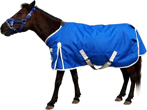 Miniature Horse Pony Horse Blanket, 1200D Winter Turnout Blanket for Pony Breeds/Tiny Horse/Small Breed Horse/Foal,Donkey Blanket Medium Weight with 220g Polyester Liner51inch, Blue