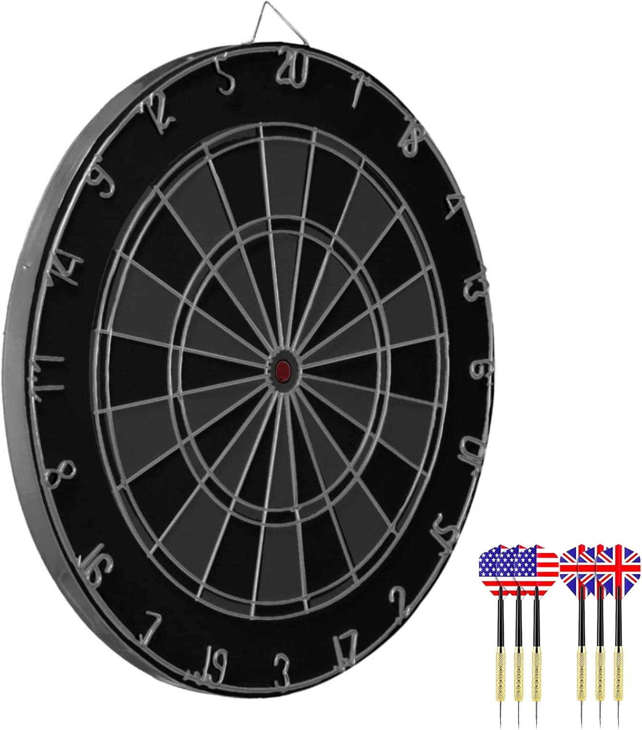 Steampunk Classic Dartboard, 18 Inch Dartboard with 6 Brass Darts, Dart Board with