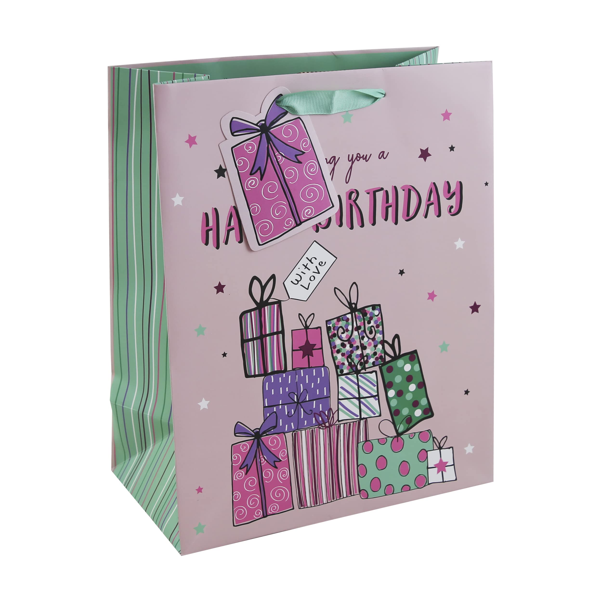 Eurowrap Women's Pink Happy Birthday Present Gift Bag With Gift Tag Occasion Large