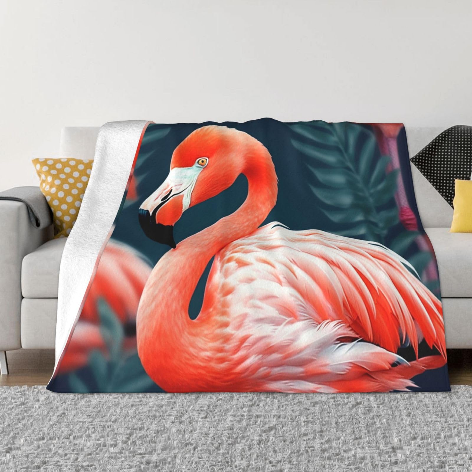 Couverture polaire en flanelle chaude et légère grand plaid lit canapé flamant rose
