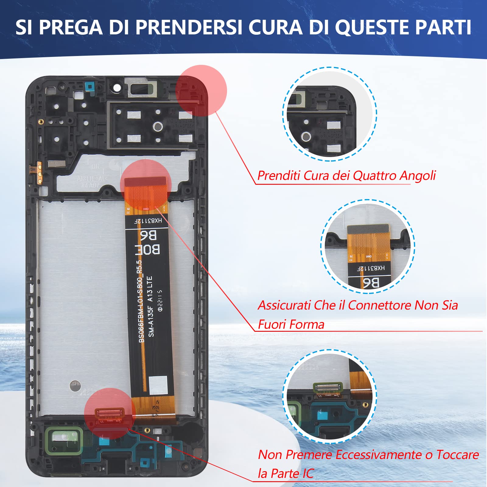 RongZy LCD Schermo per 6.6" Samsung Galaxy A13 4G A135F A137F Display Digitizer Assembly Vetro di Ricambio Touch Screen con Strumenti(Nero con Cornice)