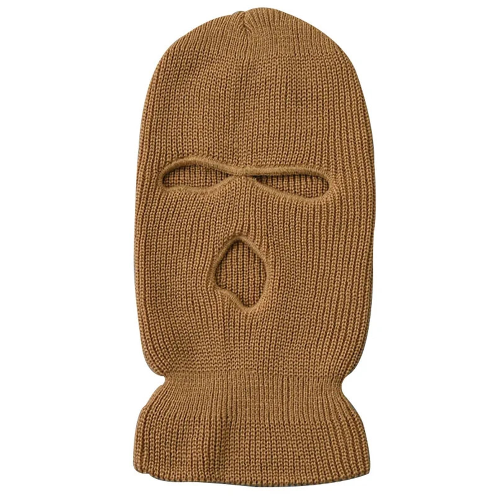 2Pcs Ski Mask Windproof Full Face Knit Hats Ski Mask Men Warm Winter Hats Knitted 3 Holes Ski Mask(Brown)