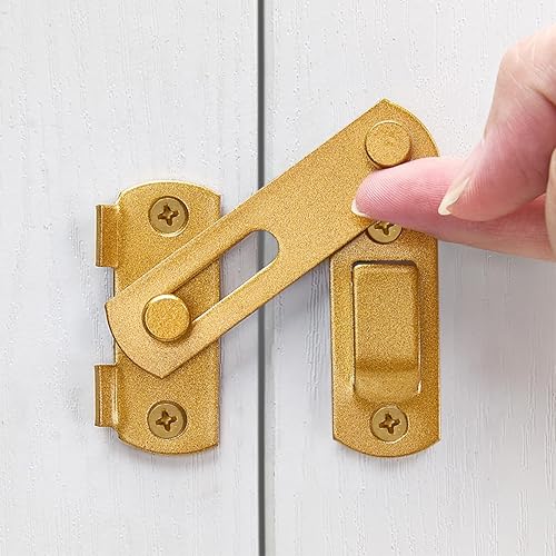 Miniatura 7 de INIRET Paquete de 4 pestillos para puerta de granero, 3.93 x 2.75 pulgadas, de acero inoxidable negro, cerraduras de puerta abatibles, cerraduras de