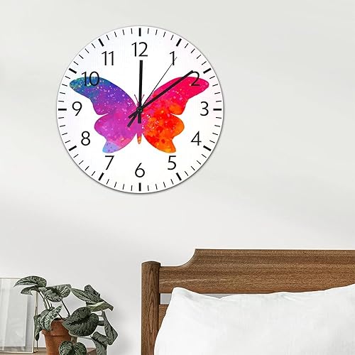 Miniatura 23 de ArogGeld Reloj de pared de PVC con mariposa multicolor, relojes con números para amantes de la mariposa, silencioso, sin tictac, funciona